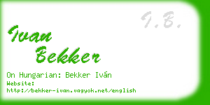 ivan bekker business card