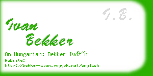 ivan bekker business card